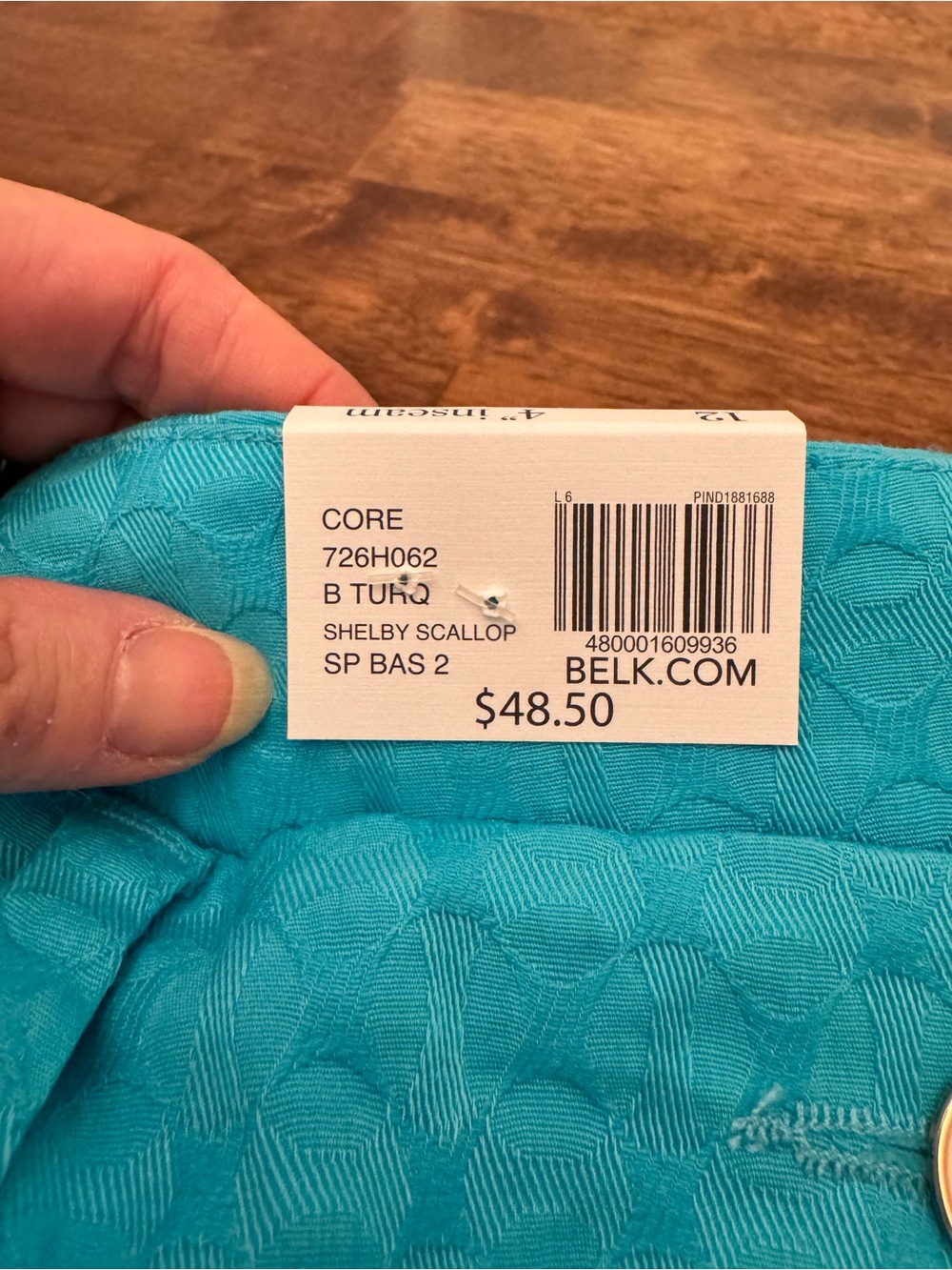 crown & ivy Teal Scalloped Hem High Waist Shorts - Picture 4 of 6